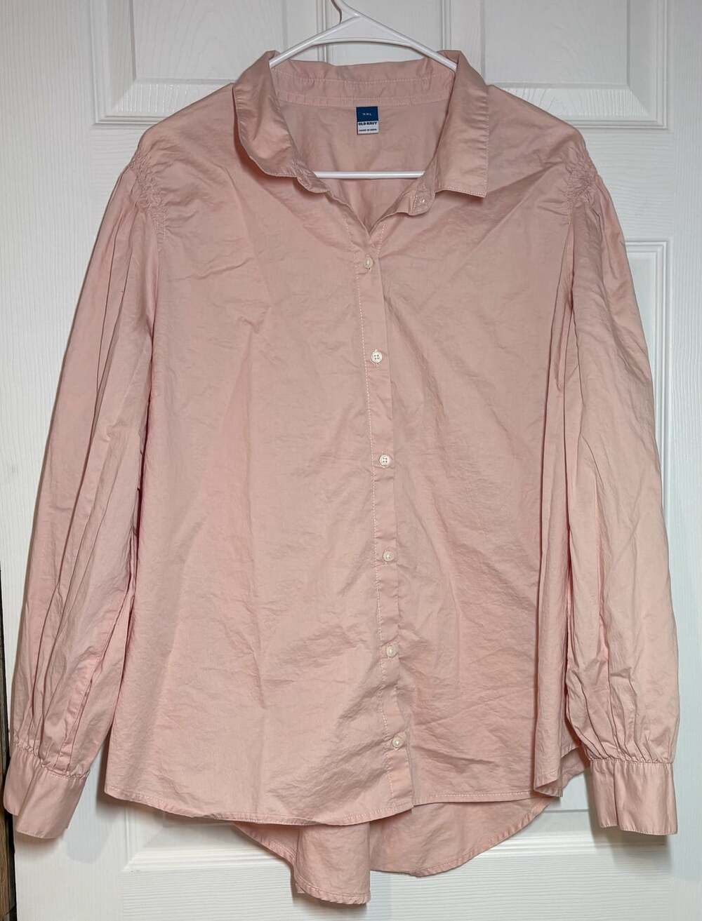 Old Navy Balloon Sleeve Shirt Size XXL Pink Cotton